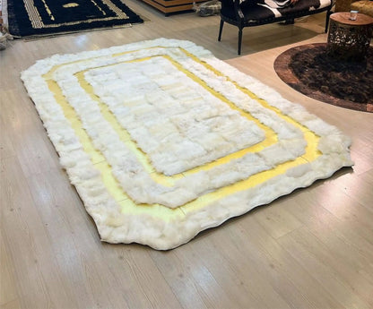 White Long Fur Sheepskin Rug 100% Natural Wool Rug