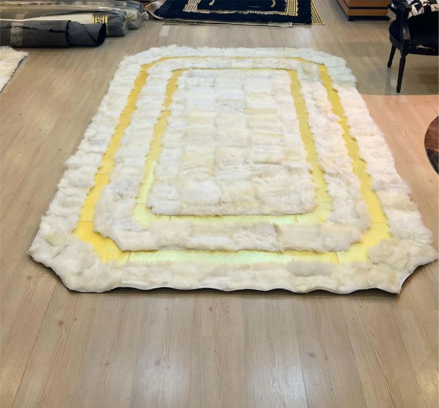 White Long Fur Sheepskin Rug 100% Natural Wool Rug