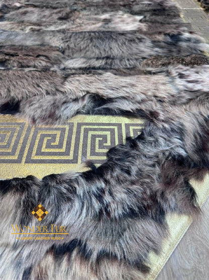 Wonderful Fluffy Soft Gray And Silver Sheepskin Large Area Office Rug