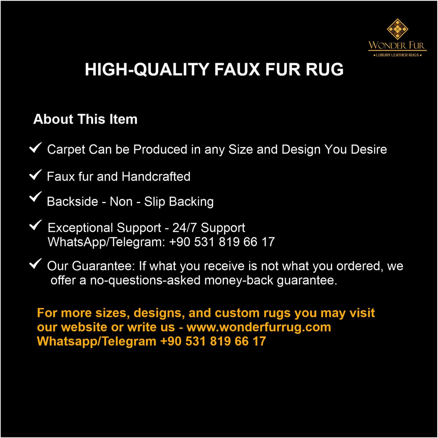 Elegant Gold and Red Faux fur Round Rug, Handmade Plush Area Rug