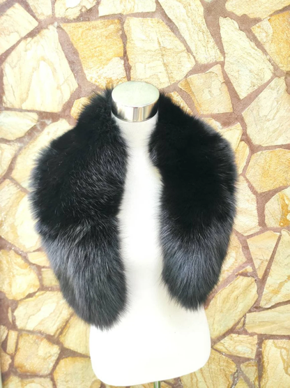 Black Fur Collar • Real Fox Fur Collar • Real Fur Scarf