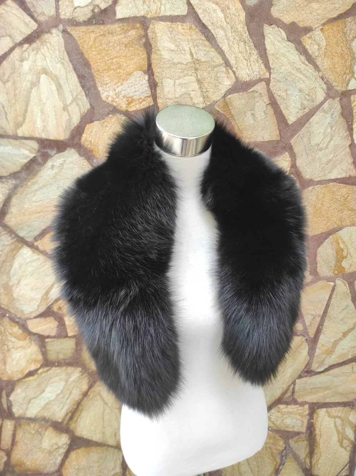 Black Fur Collar • Real Fox Fur Collar • Real Fur Scarf