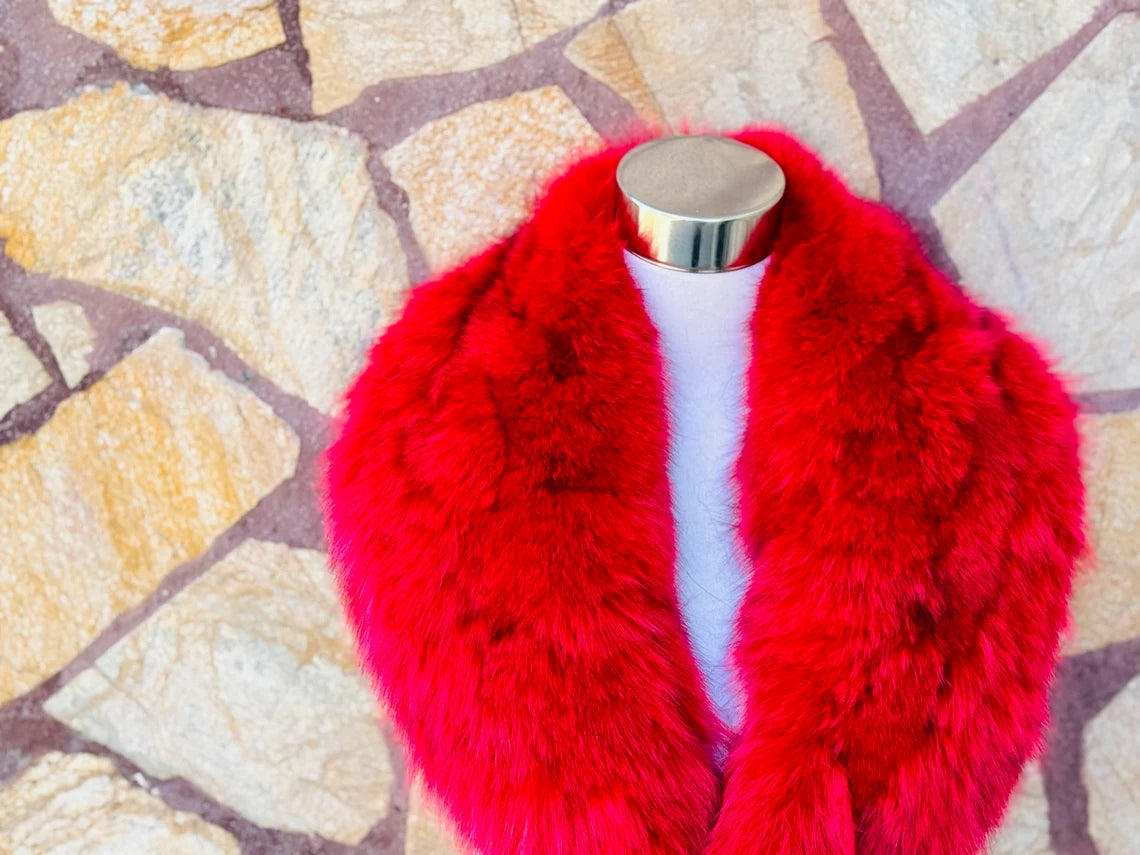 Red FOX FUR Collar • Real Fur Collar • Real Fur Scarf