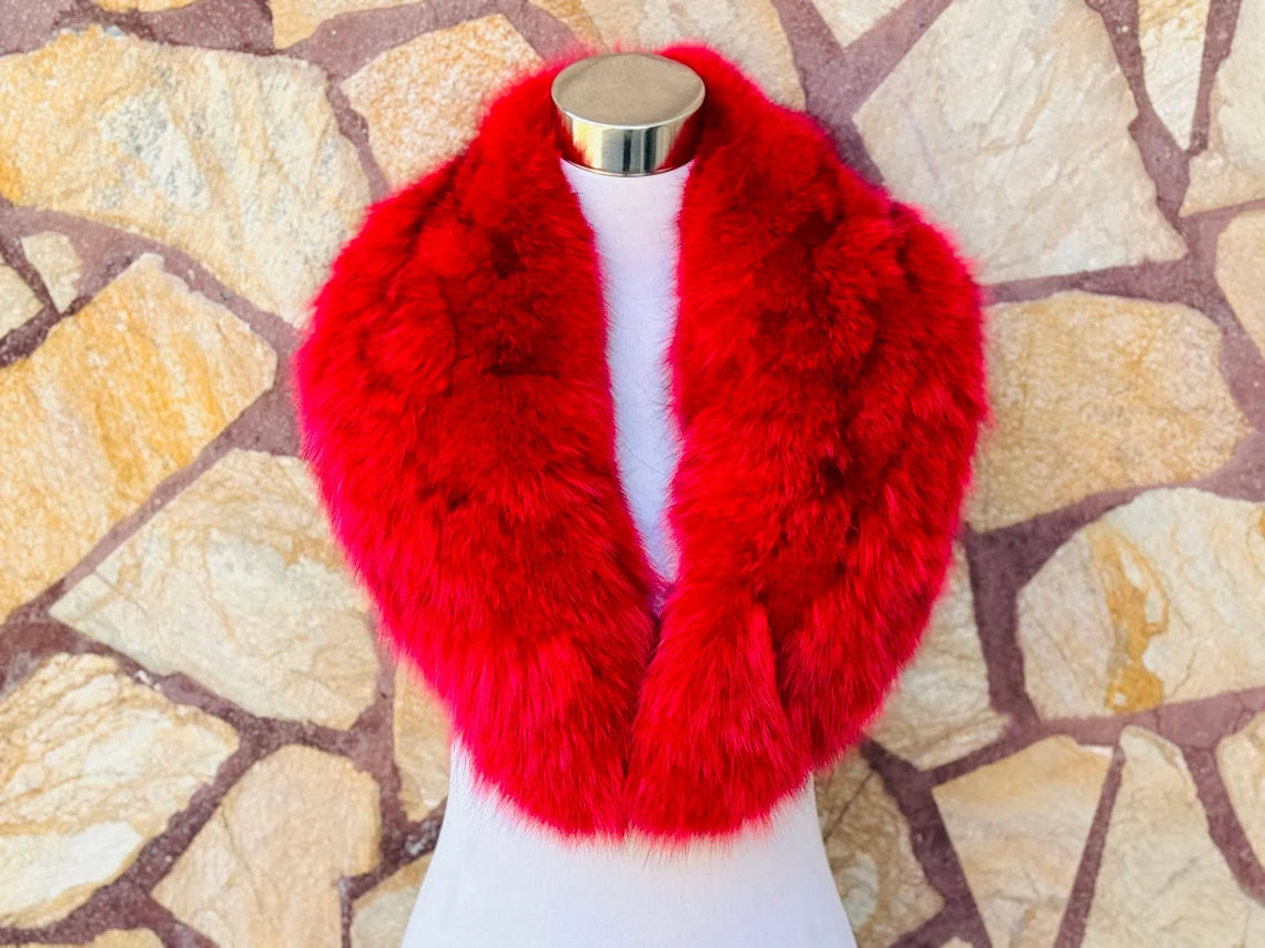 Red FOX FUR Collar • Real Fur Collar • Real Fur Scarf