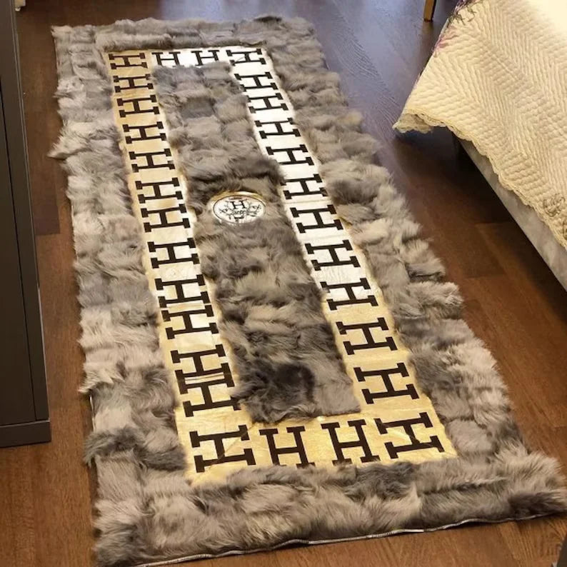 Soft Shaggy Natural Sheepskin Runner Rug for Hallway, Handmade Sheepskin Rug