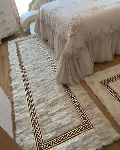 White Gold Fluffy Genuine Sheepskin Runner 3x10 Rug, Ultra Soft Handmade Rug