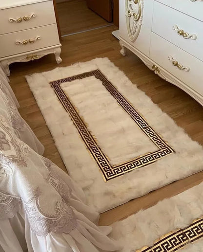 White Gold Fluffy Genuine Sheepskin Runner 3x10 Rug, Ultra Soft Handmade Rug