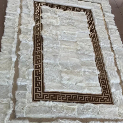 Large White 100% Genuine Sheepskin Area Rug, Handmade Elegance