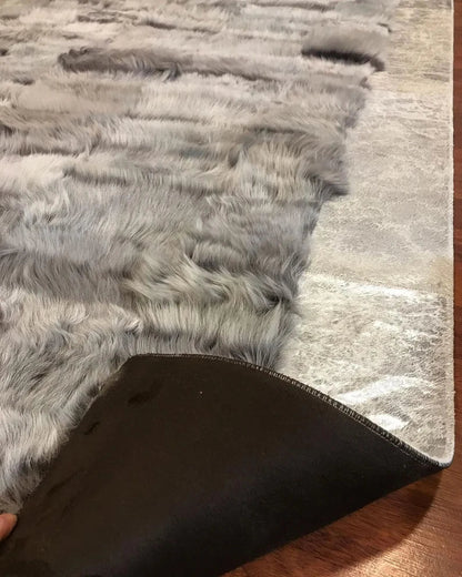 Unique Natural Lambskin Fur Rug, Handmade Sheepskin Area Rug for Living Room