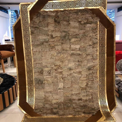 Brown Natural Sheepskin Rug, Unique Handmade Modern Area Rug