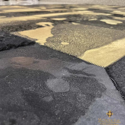 Luxury Black Gold Handmade Sheepskin Rug, Soft 100% Natural Sheep Skin Rug