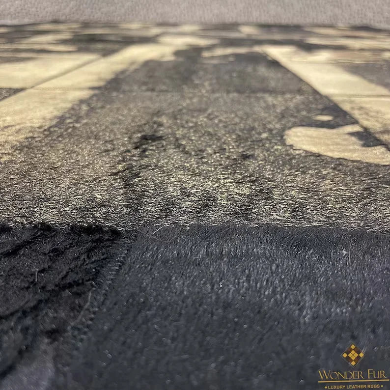 Luxury Black Gold Handmade Sheepskin Rug, Soft 100% Natural Sheep Skin Rug