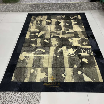 Luxury Black Gold Handmade Sheepskin Rug, Soft 100% Natural Sheep Skin Rug