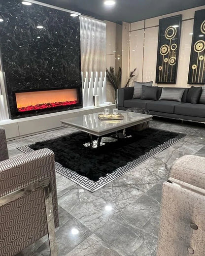 Luxury Black Silver Natural Sheepskin Area 6x9 Rug, Unique Living Room Rug