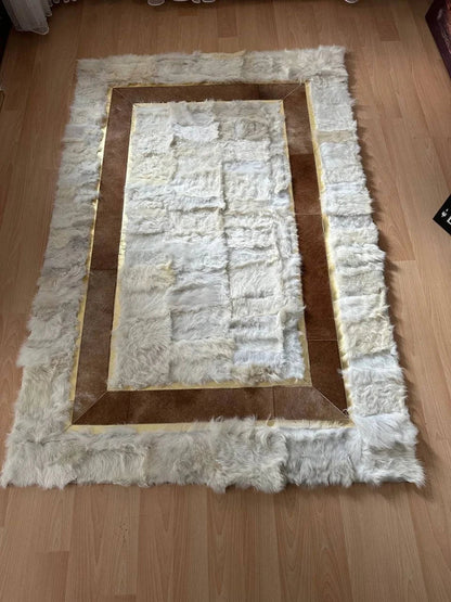 Luxury White 100% Genuine Sheepskin Carpet for Bedroom, Lamb Fur Carpet