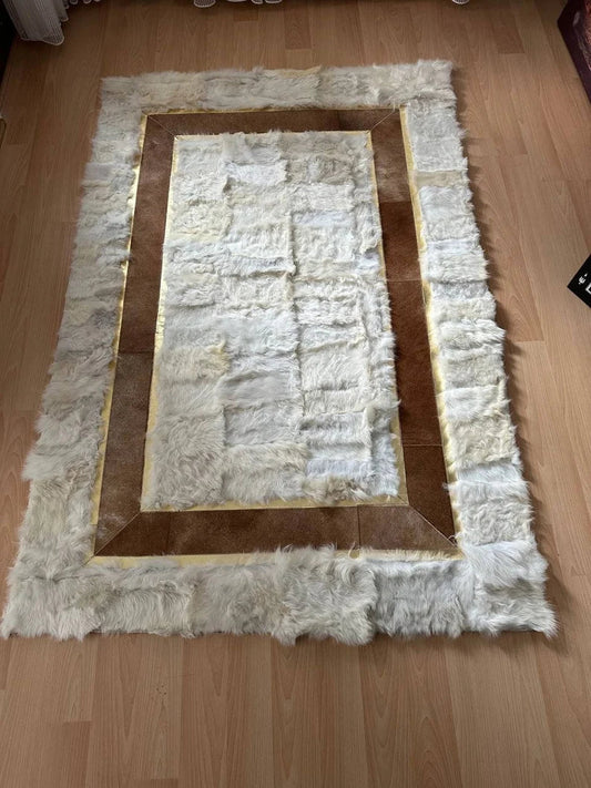 Luxury White 100% Genuine Sheepskin Carpet for Bedroom, Lamb Fur Carpet
