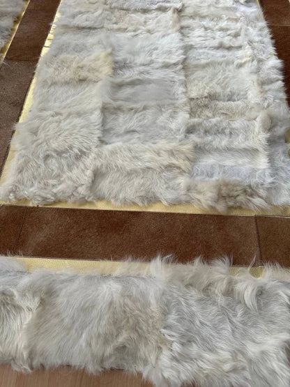 Luxury White 100% Genuine Sheepskin Carpet for Bedroom, Lamb Fur Carpet
