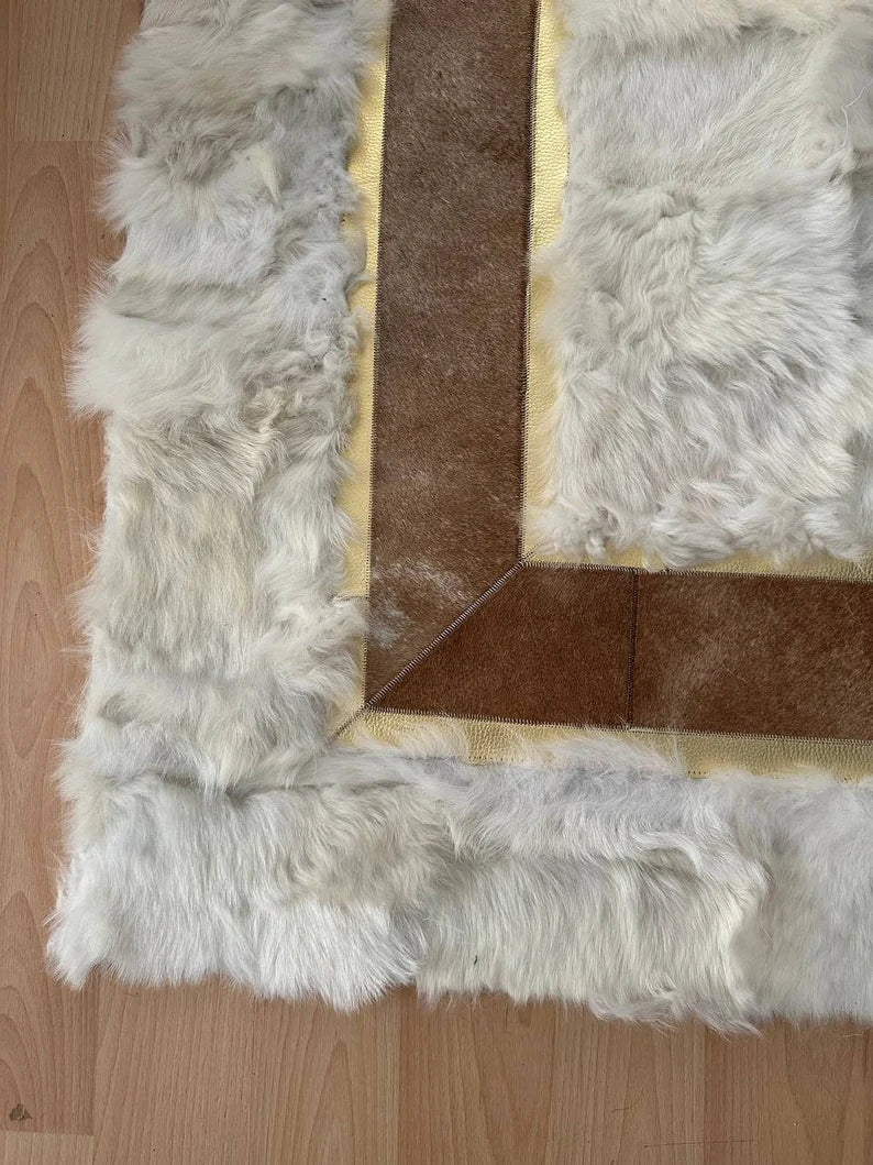 Luxury White 100% Genuine Sheepskin Carpet for Bedroom, Lamb Fur Carpet