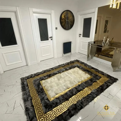 Luxury Natural Leather Shaggy Bedroom Rug, Handamde Sheepskin Area Rug