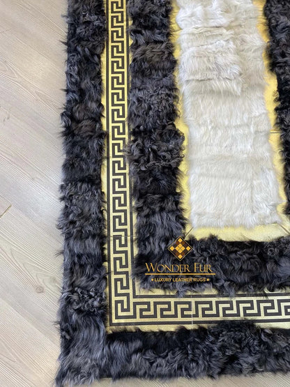 Gray White Fluffy Natural Sheepskin Coridor3x10 Rug, Handmade Runner Rug