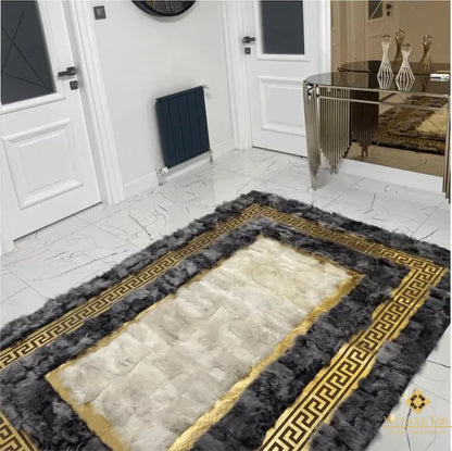 Luxury Natural Leather Shaggy Bedroom Rug, Handamde Sheepskin Area Rug