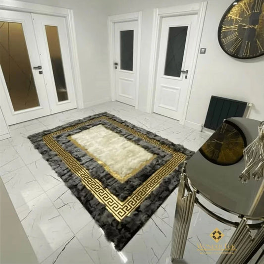 Luxury Natural Leather Shaggy Bedroom Rug, Handamde Sheepskin Area Rug