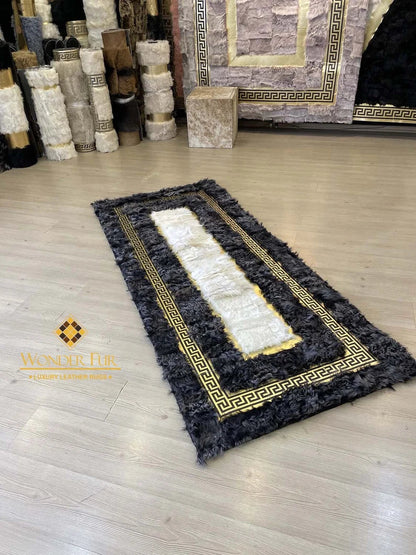 Gray White Fluffy Natural Sheepskin Coridor3x10 Rug, Handmade Runner Rug