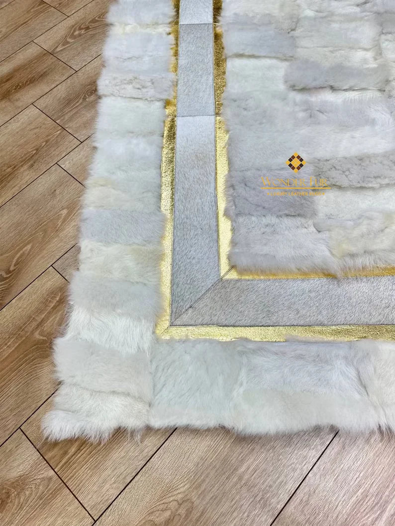 Luxury White Natural Sheepskin Runner Rug, Soft Shaggy Handamde Rug