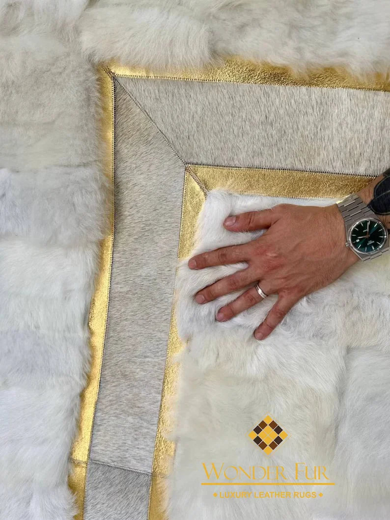 Luxury White Natural Sheepskin Runner Rug, Soft Shaggy Handamde Rug