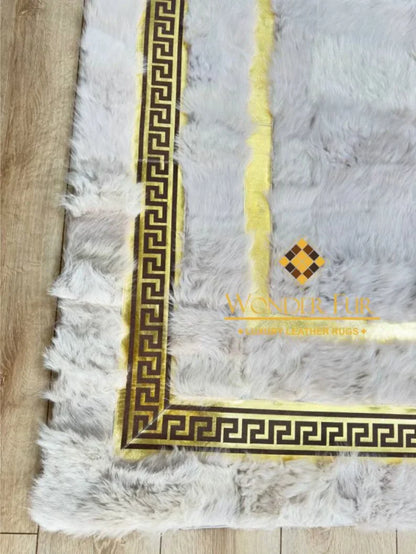 Luxury White Gold Natural Sheepskin Runner Rug, Handmade Soft Bohemian Rug