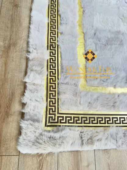 Luxury White Gold Natural Sheepskin Runner Rug, Handmade Soft Bohemian Rug
