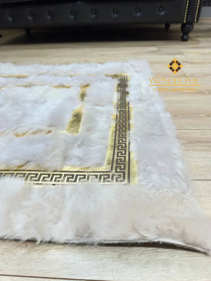 Luxury Soft White Gold Sheepskin Rug for Office Decor, Handmade Non Slip Rug