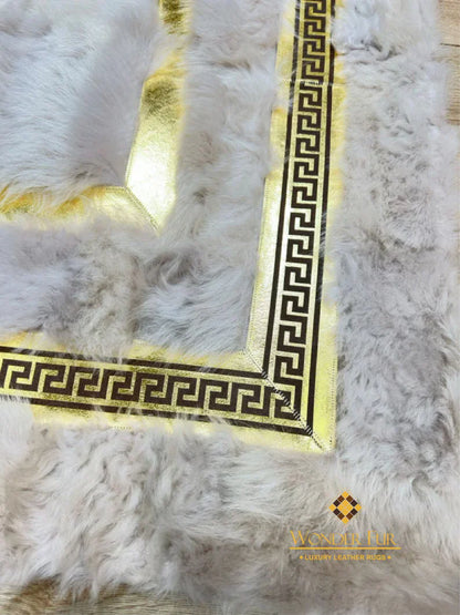 Luxury Soft White Gold Sheepskin Rug for Office Decor, Handmade Non Slip Rug
