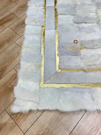 Luxury White Natural Sheepskin Runner Rug, Soft Shaggy Handamde Rug