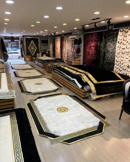 Modern 100% Natural Sheepskin Area Rug, Shaggy Fluffy Living Room Carpet