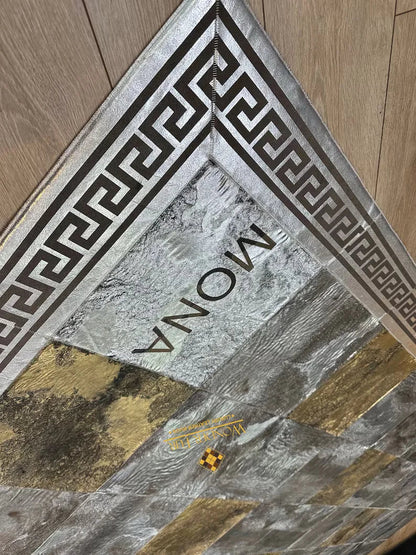 Silver and Gold Natural Sheepskin Area Rug, Unique Handmade Rug for Bedroom