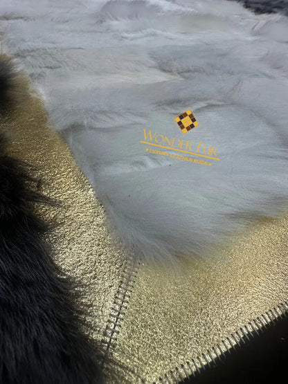 Luxury Gray White Natural Leather Area Rug, Handmade Real Sheepskin Rug