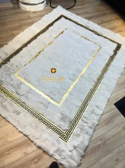 White Ultra Soft Fluffy Natural Sheepskin Area Rug, Handmade Elegance