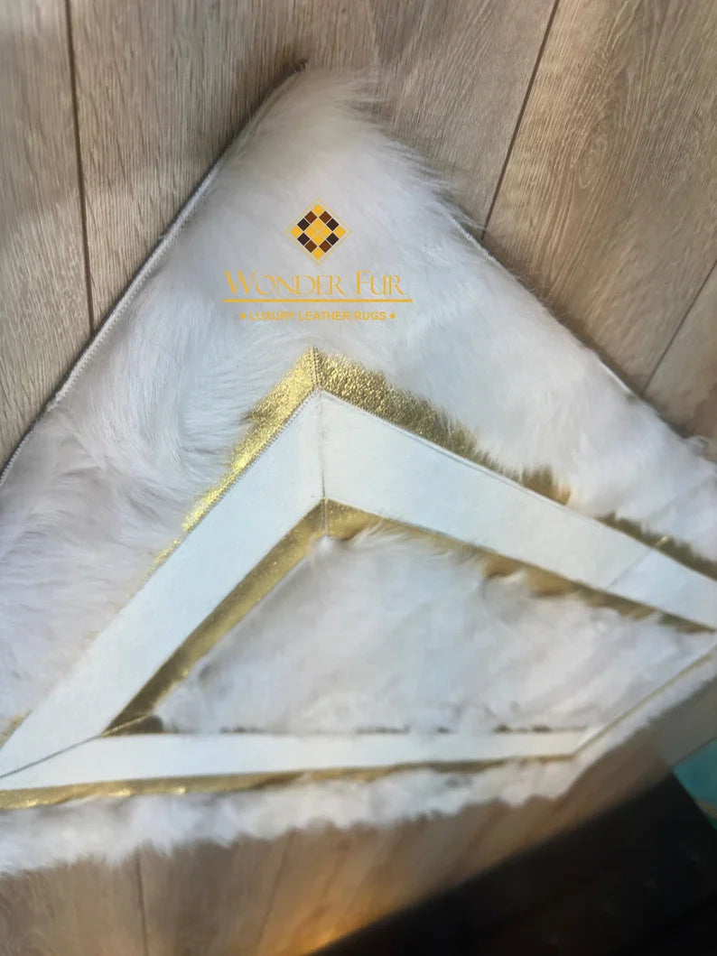 Elegance White Gold Real Sheepskin Runner Rug for Hallway, Soft Shaggy Rug