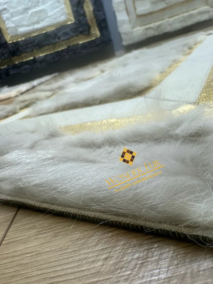 Elegance White Gold Real Sheepskin Runner Rug for Hallway, Soft Shaggy Rug