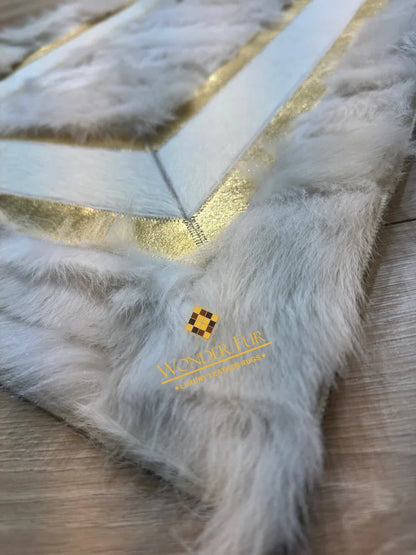 Elegance White Gold Real Sheepskin Runner Rug for Hallway, Soft Shaggy Rug