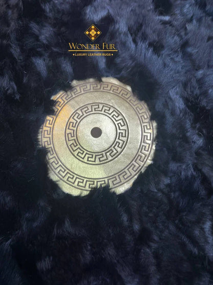 Unique Black Gold Sheepskin Area Rug, Handmade Soft Fluffy Rug Decoration