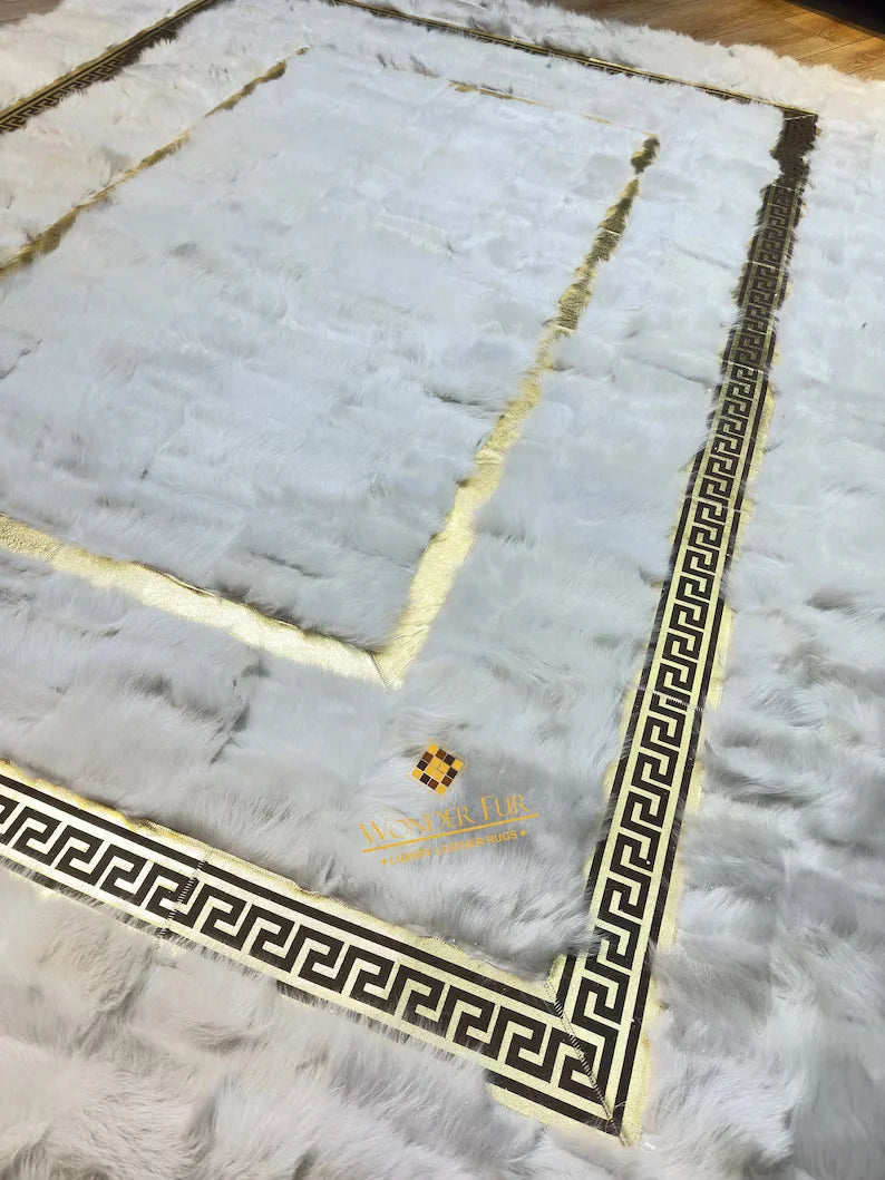 White Ultra Soft Fluffy Natural Sheepskin Area Rug, Handmade Elegance