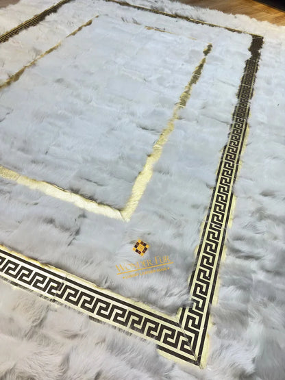 White Ultra Soft Fluffy Natural Sheepskin Area Rug, Handmade Elegance