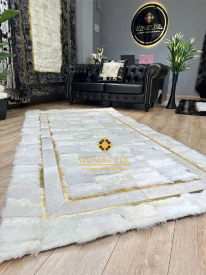 Luxury White Natural Sheepskin Runner Rug, Soft Shaggy Handamde Rug