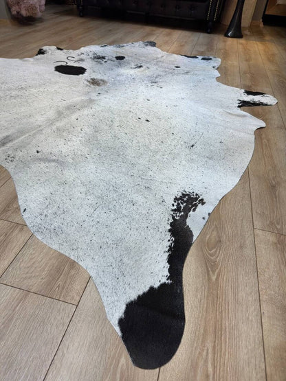 100% Genuine Calf Skin White Black Decor Rug, Modern Cowhide Rug