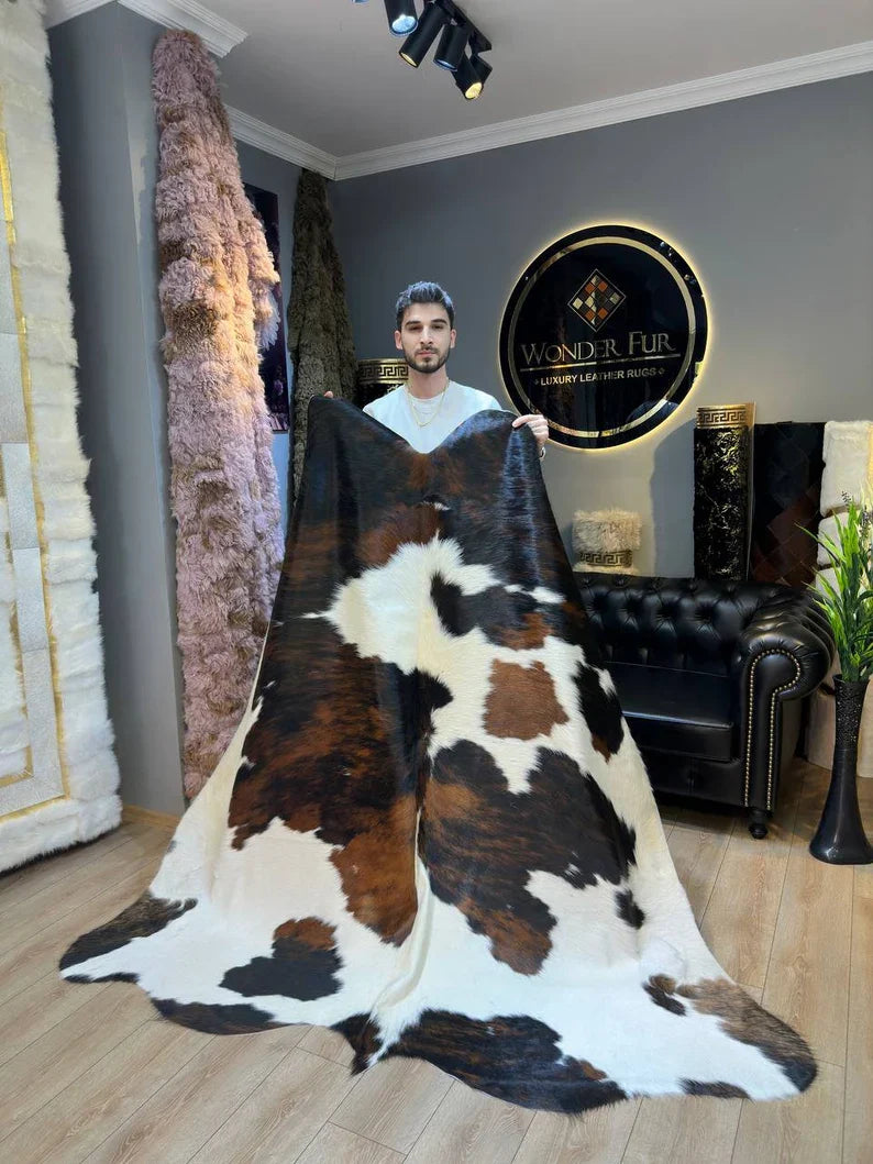 100% Genuine Calskin Natural Decor Rug, Speckled Real Cow Hide Rug