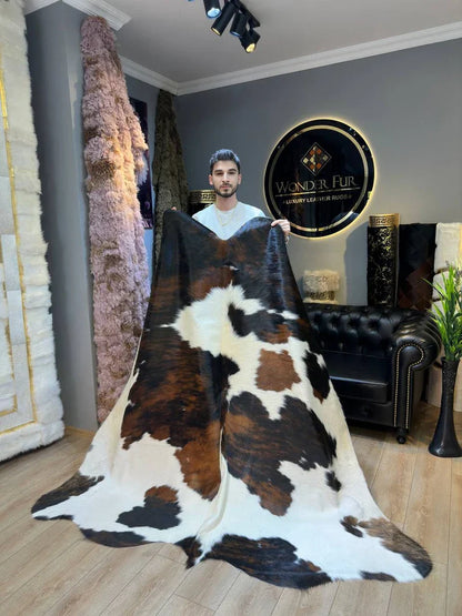 100% Genuine Calskin Natural Decor Rug, Speckled Real Cow Hide Rug