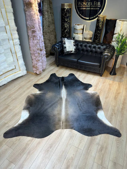 Tricolour 100% Genuine Cowskin Bedroom Rug, Natural Cow Hide Decor