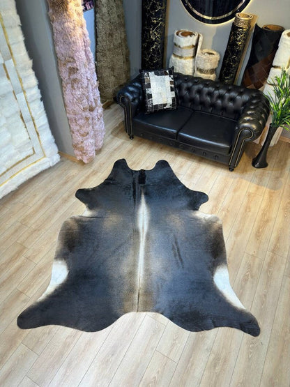Tricolour 100% Genuine Cowskin Bedroom Rug, Natural Cow Hide Decor